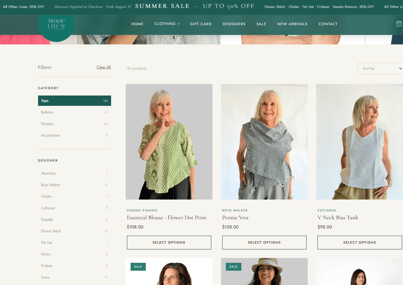 E-commerce clothing store hero page