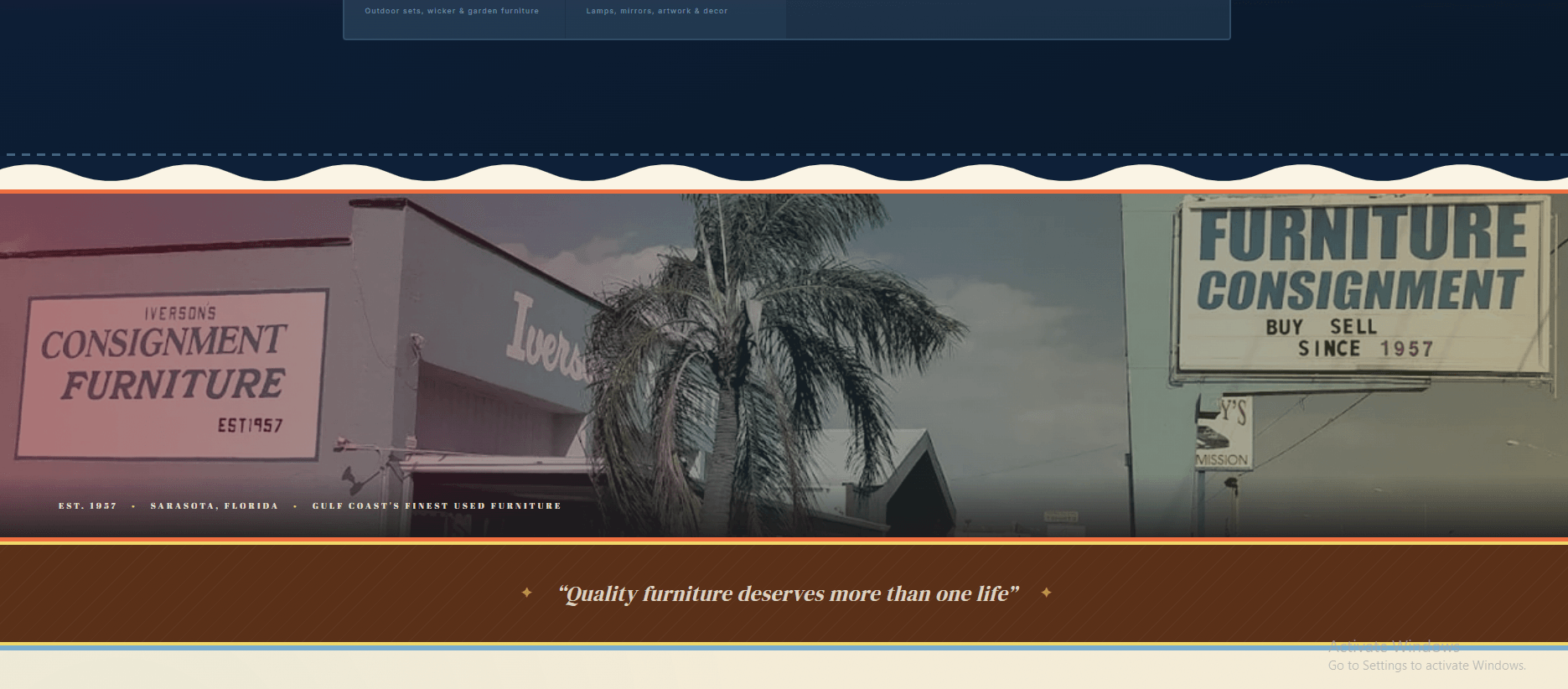 Iverson furniture consignment website hero page