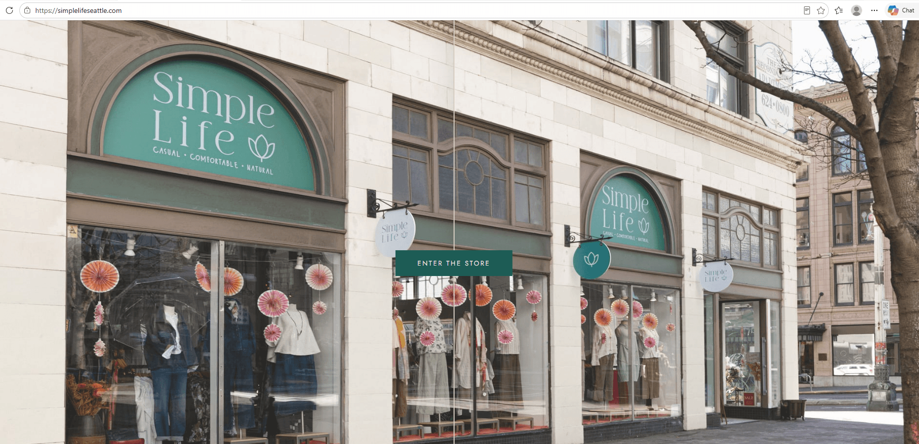 Simple Life retail website hero page